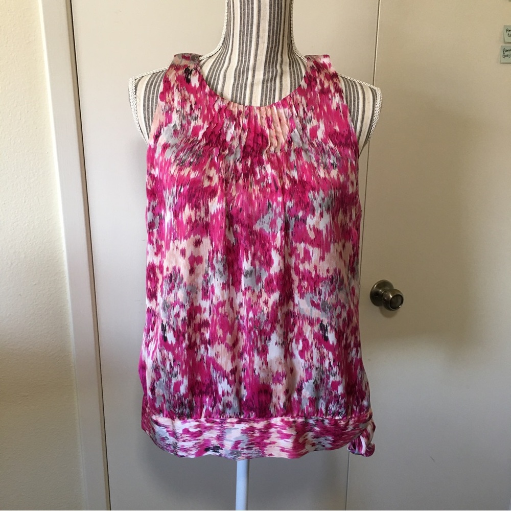 APT 9 PINK GRAY WATERCOLOR SLEEVELESS TOP BLOUSE WOMENS L